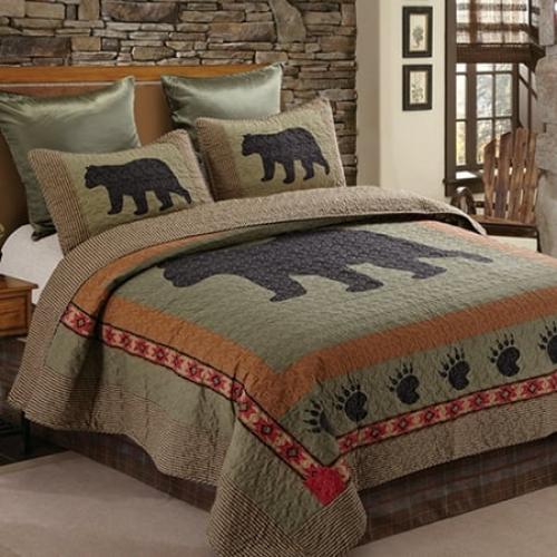 Regal Comfort Virah Bella Collection - Phyllis Dobbs - 3 Piece Bear and Paw Patchwork Cabin Lodge Quilt Set - Full/Queen Size