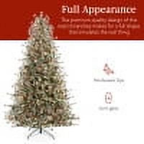 Best Choice Products 6ft Pre-Lit Semi-Flocked Cashmere Pine Christmas Tree w/ 936 Branch Tips, 250 LED Lights