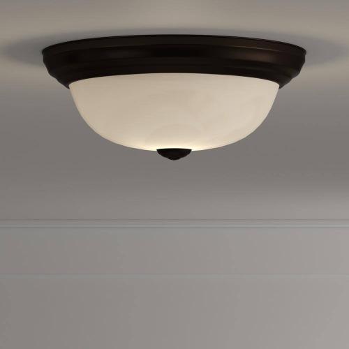 Size 14 in. Medium 2-Light Oil Rubbed Bronze Ceiling Light Flush Mount