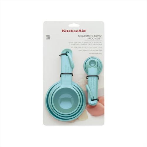 2 Pack....KitchenAid  Plastic Measuring Cups and Spoons Set Blue Aqua Sky