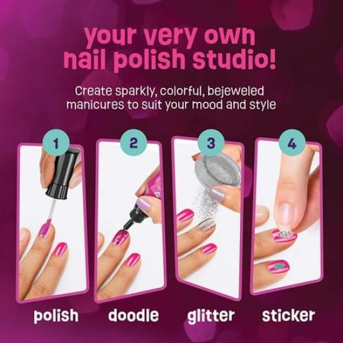 Pretty Me Nail Art Studio for Girls - Nail Polish Kit for Kids Ages 7-12 Years Old - Girl Gifts Ideas - Girls Nails Gift Set - Cool Girly Stuff - Polish, Pens, Glitter, Stickers, Gems, Filer
