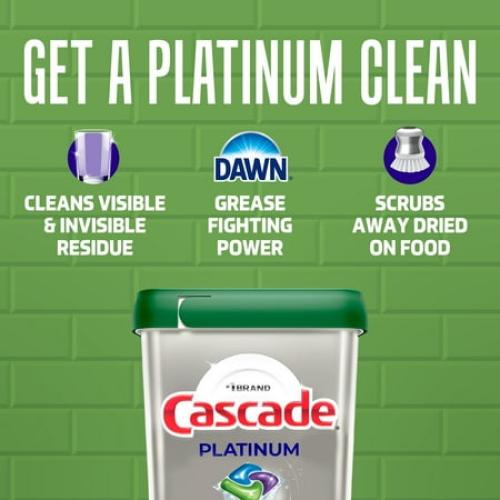 71 pack Value Size Cascade Platinum Dishwasher Pods, Dishwasher Detergent Soap Tabs, Fresh, 71 Count