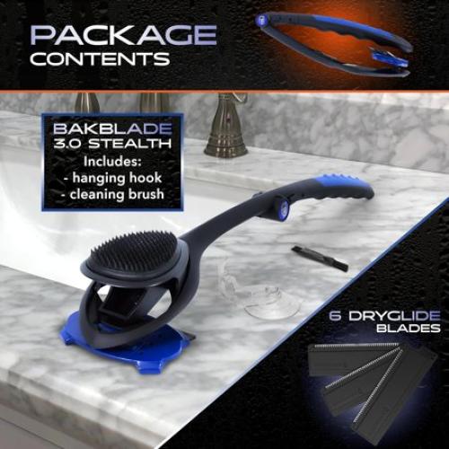 BakBlade 3.0 Mens Back Shaver with 23 Handle – Includes 3 Extra Blade Refills – Pain-Free Shave for Men