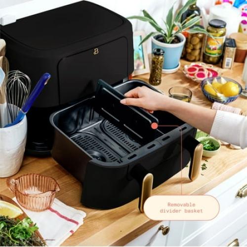 Beautiful 9 QT TriZone Air Fryer, Black Sesame by Drew Barrymore