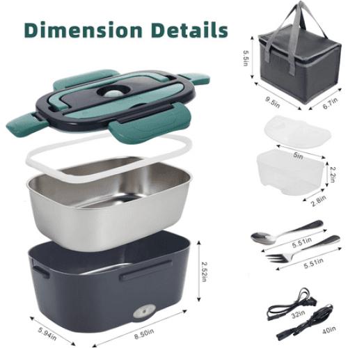Electric Lunch Box Food Heater, 80W Portable Warmer for Car Truck Work with 304 Stainless Steel