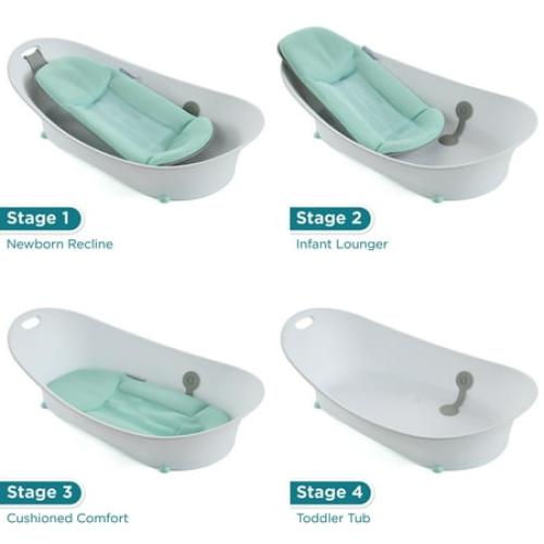 Contours Oasis 4-in-1 Comfort Cushion Baby Bathtub, Newborn, Infant andToddler Bath - White