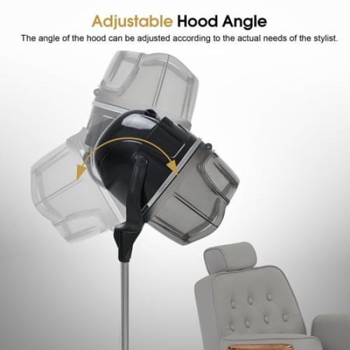 BarberPub Adjustable Bonnet Hood Hair Dryer with Wheel