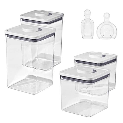 OXO SoftWorks 4-piece POP Container Set with Rice Measuring Cup & Scoop