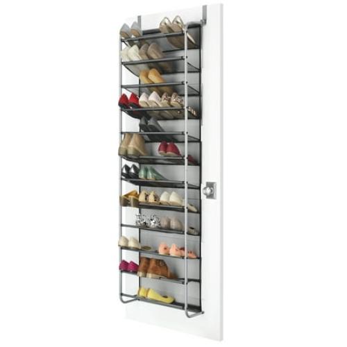 Mainstays 12-Tier Over The Door Shoe Rack for 36 Pairs, Metal, Gray