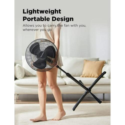 PELONIS Fan Portable 16 Inch Pedestal Fan, 3-Speed, 90 Oscillation, Adjustable Height, Standing Floor Fan for living room, bedroom, kitchen, and home office, Black, PFS40M2ABB