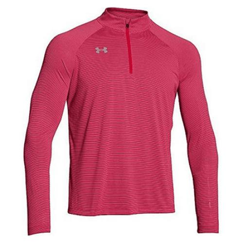 SIZE LARGE  Under Armour Men's Stripe Tech 1/4 Zip Pullover LONG SLEEVE RED L