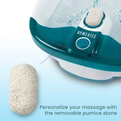 Homedics Bubble Mate Heated Foot Spa Bubble Foot Massager with Raised Massage nodes and Removable Pumice Stone