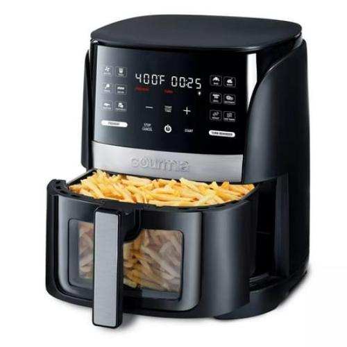 Gourmia 6-Qt Digital Window Air Fryer with 12 Presets & Guided Cooking Black