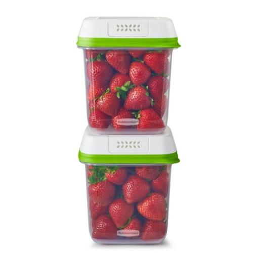 Set of 2 Color Green Rubbermaid Clear Plastic Dishwasher Safe Strawberry Food Storage Container (2 Count)