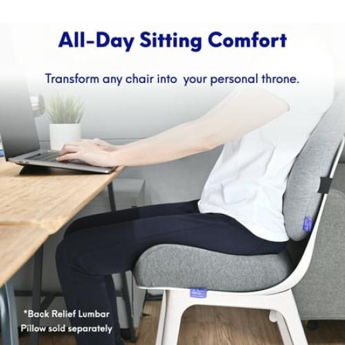 Cushion Lab Patented Pressure Relief Seat Cushion for Long Sitting Hours on Office & Home Chair - Extra-dense Memory Foam for Soft Support. Chair Pad for Hip, Tailbone, Coccyx, Sciatica Relief - Black