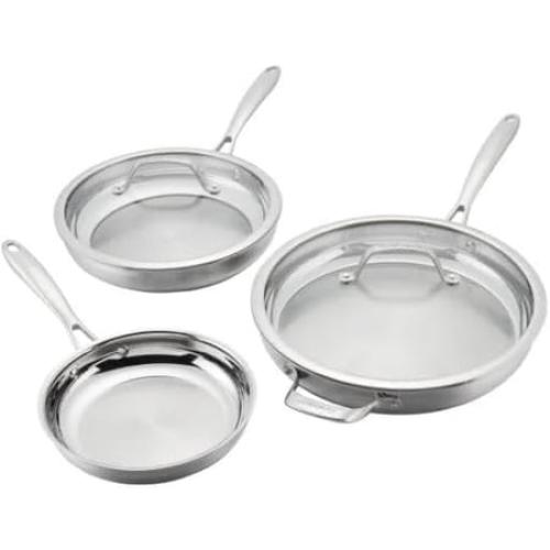 Cuisinart Tri-Ply Clad Stainless Steel 3-Piece Skillet Set, with Heat Surround™