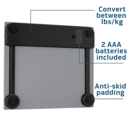 Health o meter Extra Wide Platform Digital Bathroom Scale with Advanced Technology, 500 lb Capacity, Grey