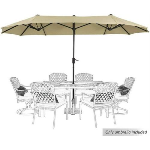 MF Studio 13' Beige Rectangle Market Patio Umbrella