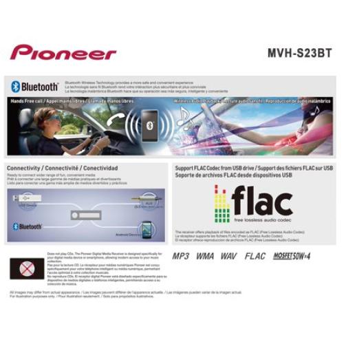 Pioneer MVH-S23BT Single Din Bluetooth Car Stereo Digital Media Receiver, Android Compatible (New)