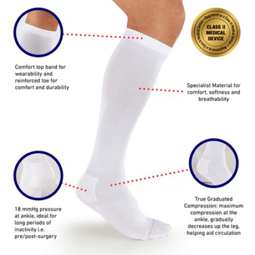 Neo G Post Surgical Knee High Anti-Embolism Stockings (18mmHg) - XLarge, White