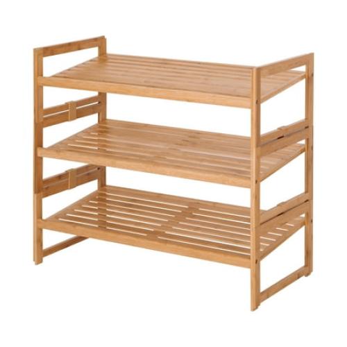 Better Homes & Gardens Bamboo 3 Tier Shoe Rack for 9 Pairs Shoe, 28.66 IN Wx 13.18 IN Dx 23.8 IN H