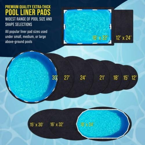 U.S. Pool Supply Ground Shield 12-Foot x 24-Foot Rectangle Heavy Duty Pool Liner Pad for Above Ground Swimming Pools - Protects Pool Liner, Prevents Punctures, Eco-Friendly Fabric - Extends Liner Life