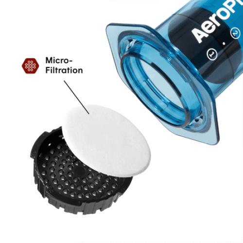 (MISSING SCOOPER)AeroPress Clear Coffee Press – 3 in 1 Brew Method with French Press and Espresso – Full Bodied Without Grit – Portable Maker with Clear Body, Blue