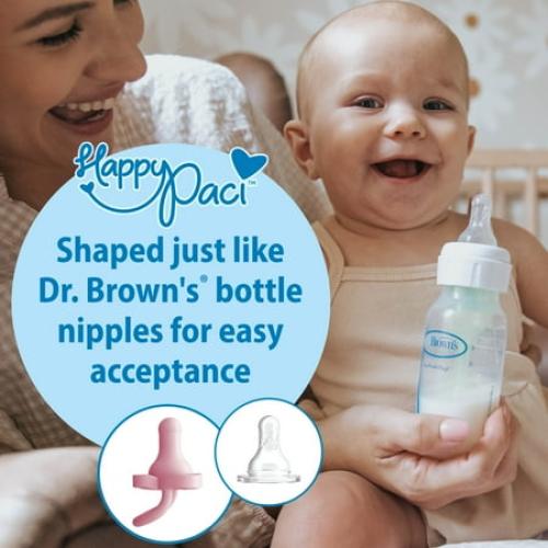 Dr. Brown's HappyPaci 100% Silicone Pacifier 0-6m, BPA Free, Cool Gray, Green, Ecru, 3 Pack