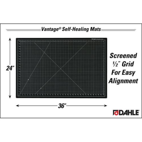 Dahle Vantage 10673 Premium Self-Healing Cutting Mat, 24x36, 1/2 Grid, Perfect for Crafts & Sewing, Black