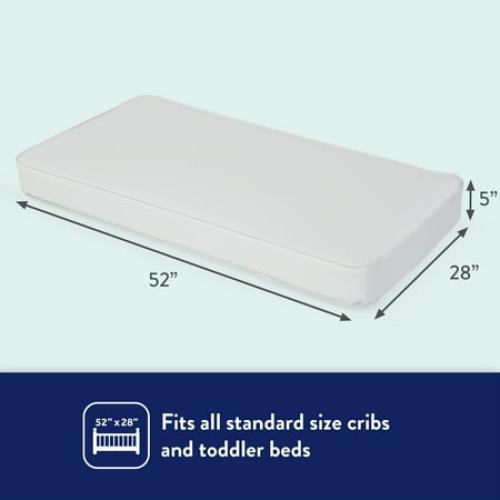 Kolcraft Pediatric 800 Extra Firm Ultra Deluxe Crib Mattress and Toddler Mattress, 80 Coil White