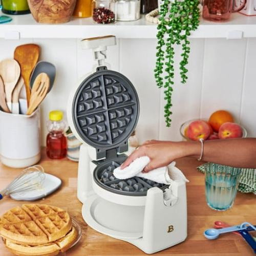 Beautiful Rotating Belgian Waffle Maker, White Icing by Drew Barrymore