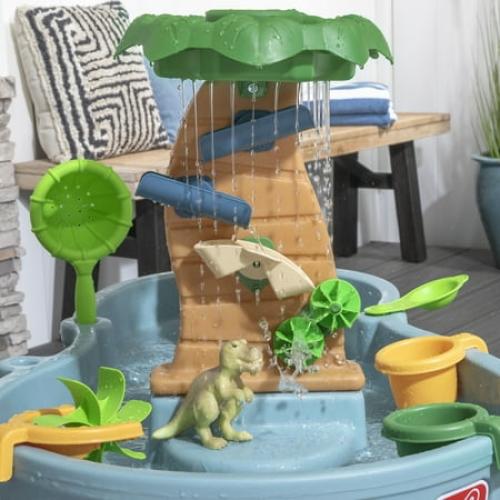 Step2 Dino Showers Gray Plastic Water Table for Toddlers with 13-piece Playset