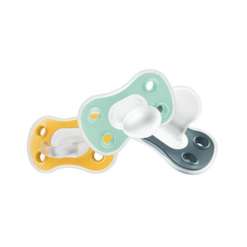 Dr. Brown's Advantage Lightweight One-Piece Silicone Baby Pacifier, Fully Symmetrical Soother, Neutral, 6-18m, BPA Free, 3 Pack
