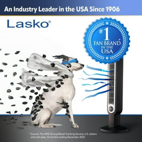 Lasko 16 Oscillating Adjustable Pedestal Fan with 3-Speeds, S16500, Black