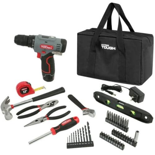 Hyper Tough 12V Max Cordless 3/8-inch Drill Driver 50-Piece Project Kit with 1.5Ah Lithium-Ion Battery, Charger, and Storage Bag