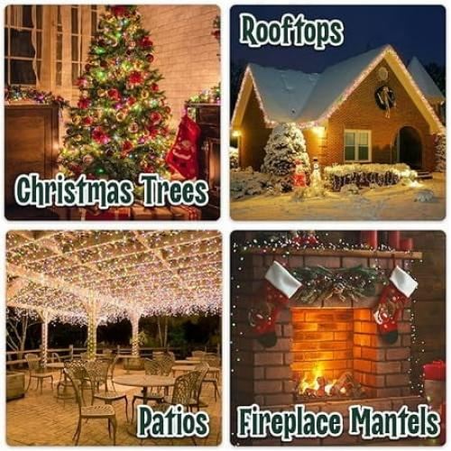 Stargo Warm Multi Color Christmas Tree Lights - 20 ft String of 105 Incandescent Mini Bulbs Multifunctional Lighting Modes, for Decorative, Bedroom, Outdoor, Xmas Twinkle Lights with Green Wire Total