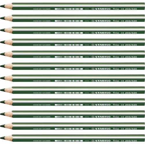STABILO Colouring Pencil - Trio Thick - Pack of 12 - Leafy Green
