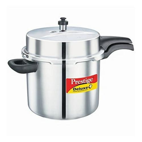 Prestige 10-Liter Deluxe Alpha Induction Base Stainless Steel Pressure Cooker, Small, Silver
