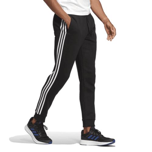 Size S...Adidas Black/White Essentials French Terry Tapered Cuff 3-Stripes Pants - S