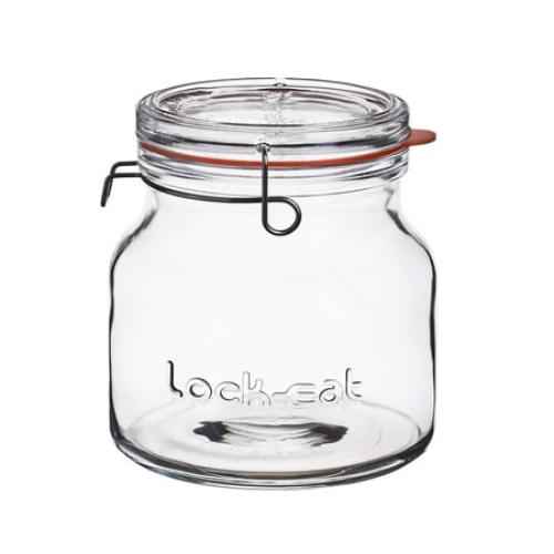 Luigi Bormioli Lock-Eat 3 piece Jar Set 25.25 oz, 50.75 oz, 34 oz, Set of 3, Clear
