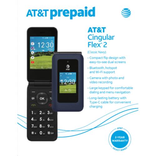 AT&T Cingular Flex 2, 4GB, Classic Navy - Prepaid Phone