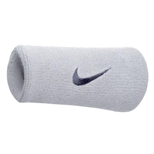 Nike Swoosh Doublewide Wristbands (White/Obsidian OSFM)