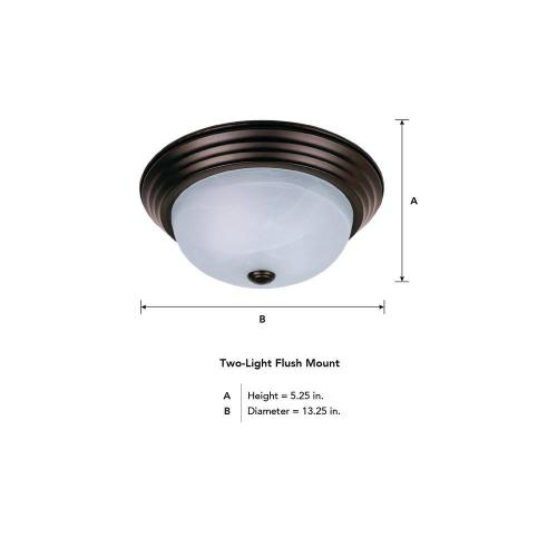 Size 14 in. Medium 2-Light Oil Rubbed Bronze Ceiling Light Flush Mount