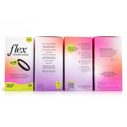 Flex Period Discs, One-Time-Use Menstrual Discs, Body-Safe & Non-Toxic, 12-Hour Wear, 24 Count ‼️missing packs‼️