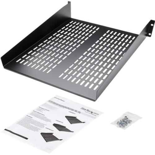 StarTech.com 2U Server Rack Shelf - Universal Vented Rack Mount Cantilever Tray for 19 Network Equipment Rack & Cabinet - Heavy Duty Steel - Weight Capacity 50lb/23kg - 22 Deep Shelf