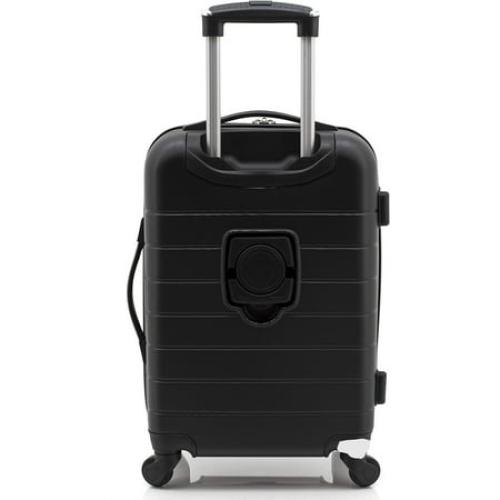 Size 20 Black Wrangler Smart Luggage Set with Cup Holder and USB Port, Black, 20-Inch Carry-On