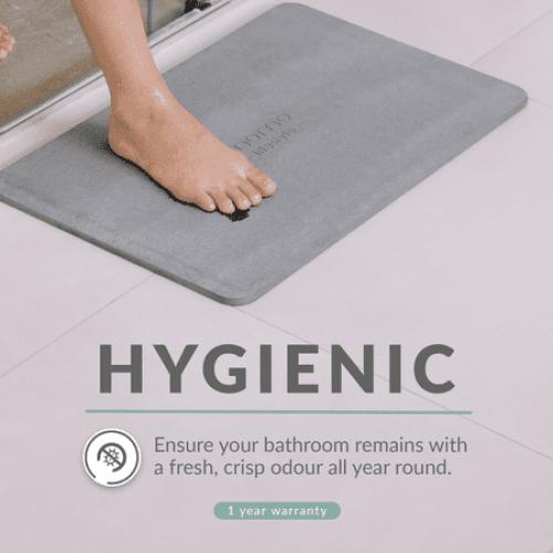 Momo Lifestyle Stone Bath Mat Drytomita 24 X 15 Linen Gray, Diatomaceous Earth, Non-Slip Super Absorbent Quick Drying Shower Mat Bathroom Accessory for Home Spa