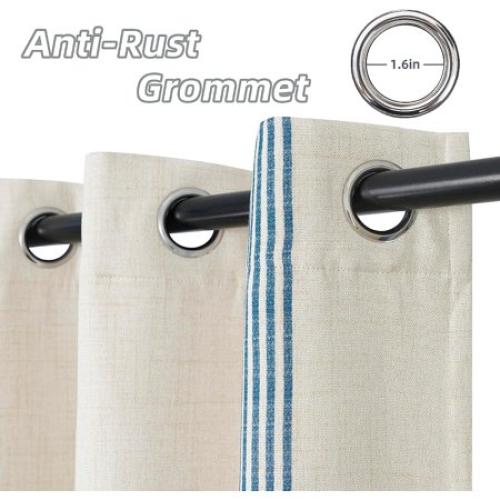 DriftAway Chris Vertical Striped Pattern Linen Blend Lined Thermal Insulated Blackout and Room Darkening Grommet Linen Curtains for Farmhouse Printed, 2 Panels, 52 x 84, Cabana Denim Stripe