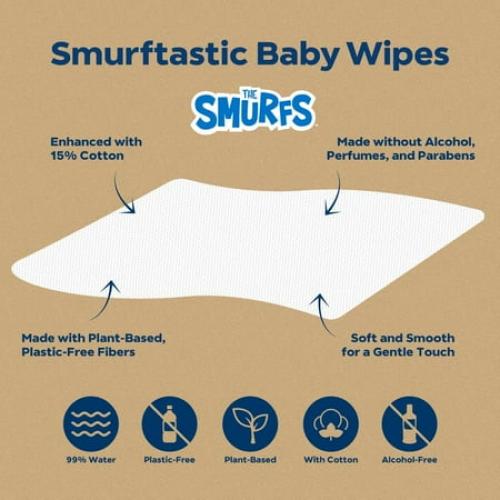 DYPER Cotton-Enhanced Baby Wipes Smurfs Edition, 6 Pack, 504 Count