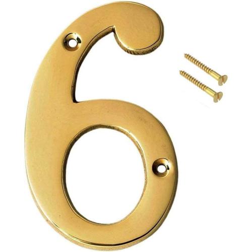 eSplanade 4 Brass House Hotel Door Number Plaque Numeric Numerical Digit 0-9 (6)